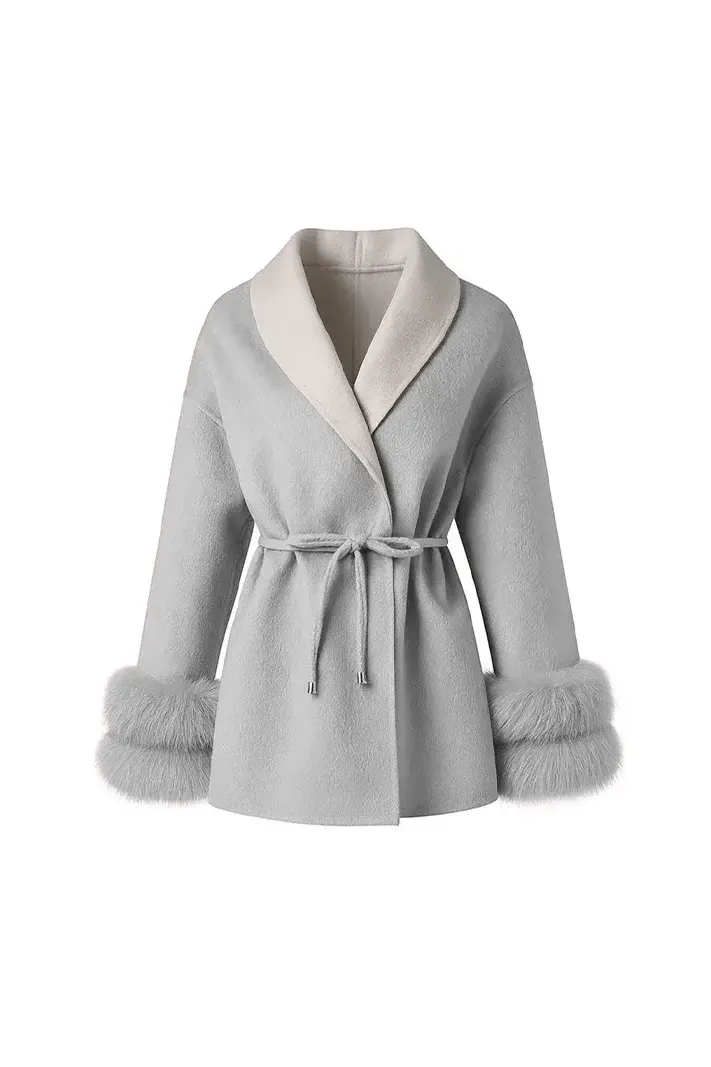 Aurora Wool Coat – Faux Fur Cuffs